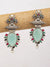 Mint Green Oxidised Silver Earrings with Elephant Motifs for Girls & Women