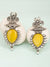 Yellow stylish Party Wear Silver Look alike Earrings