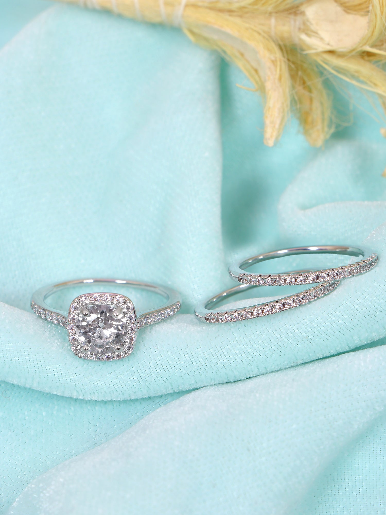 Antique Silver-Plated Trio  Finger Ring Set for Trendy Women & Girls