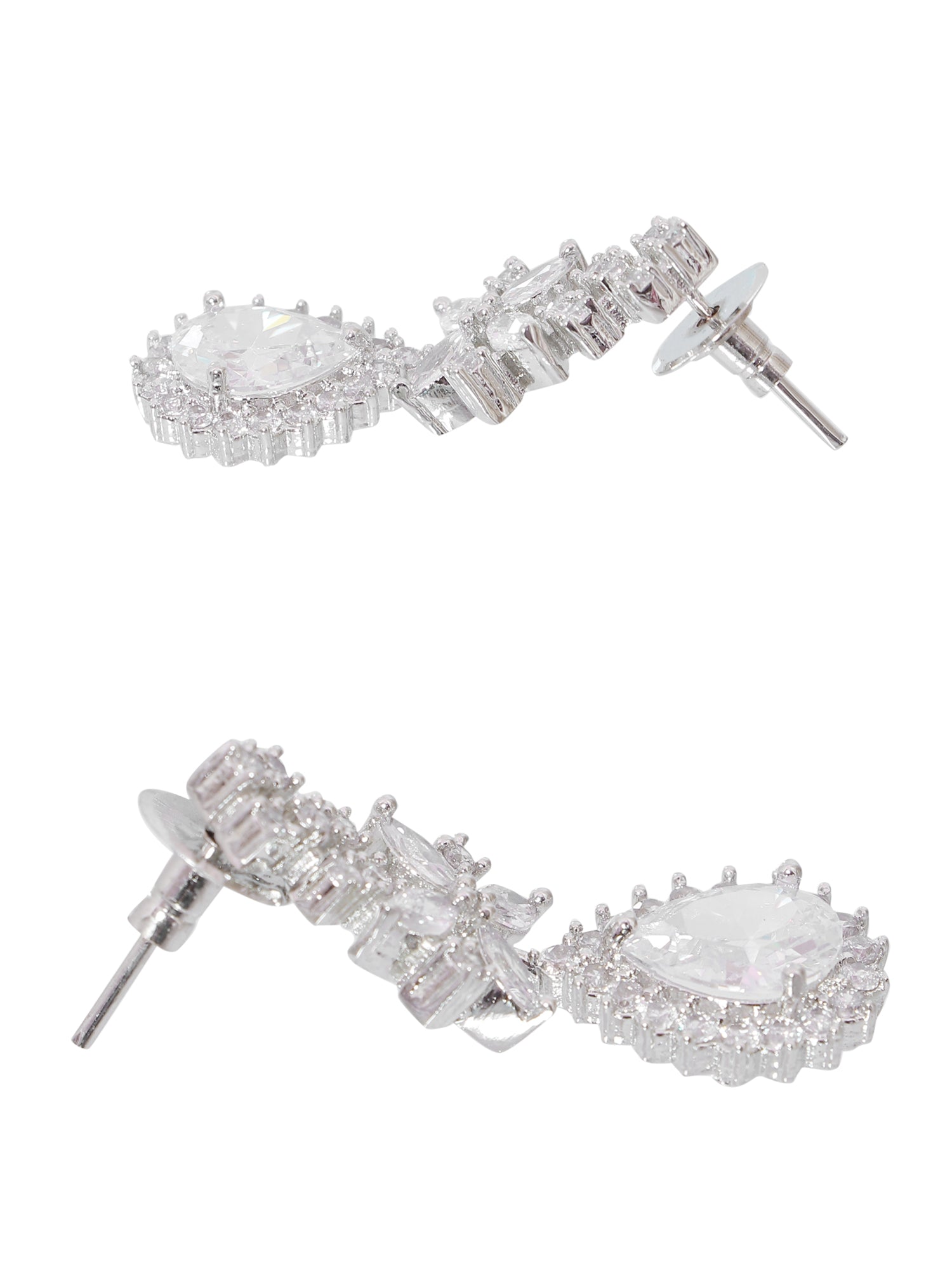 SwaDev American Diamond White & Silver-Plated Heavy  Party Wear Jewellery Set SDJS0005