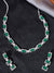 SwaDev Green & Silver American Diamond Studded Square Design Jewellery Set SDJS0010