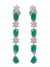 SwaDev Green & Silver American Diamond Studded Floral Jewellery Sets for Women