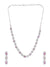 SwaDev Silver Plated Pink American Diamond Studded Floral Jewellery Set SDJS0014