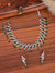 SwaDev Silver-Plated Green Stone American Diamond Studded Handcrafted Jewellery Set