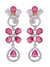 Crunchy Fashion Pink Silver-Plated American Diamond AD-Studded Floral Shaped Jewellery Set SDJS0046...