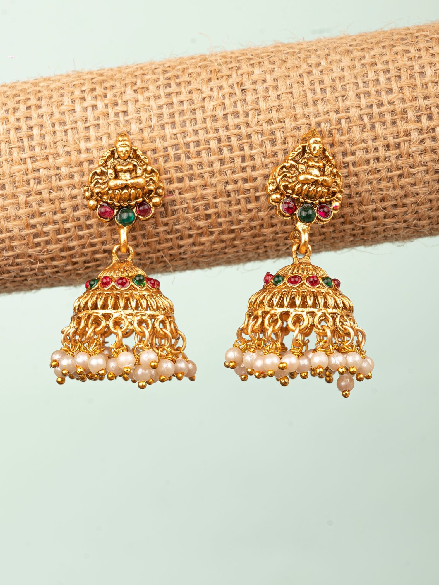 Gold Plated Goddess Laxmi's Temple Necklace Set - South Indian Bridal Jewellery for Women