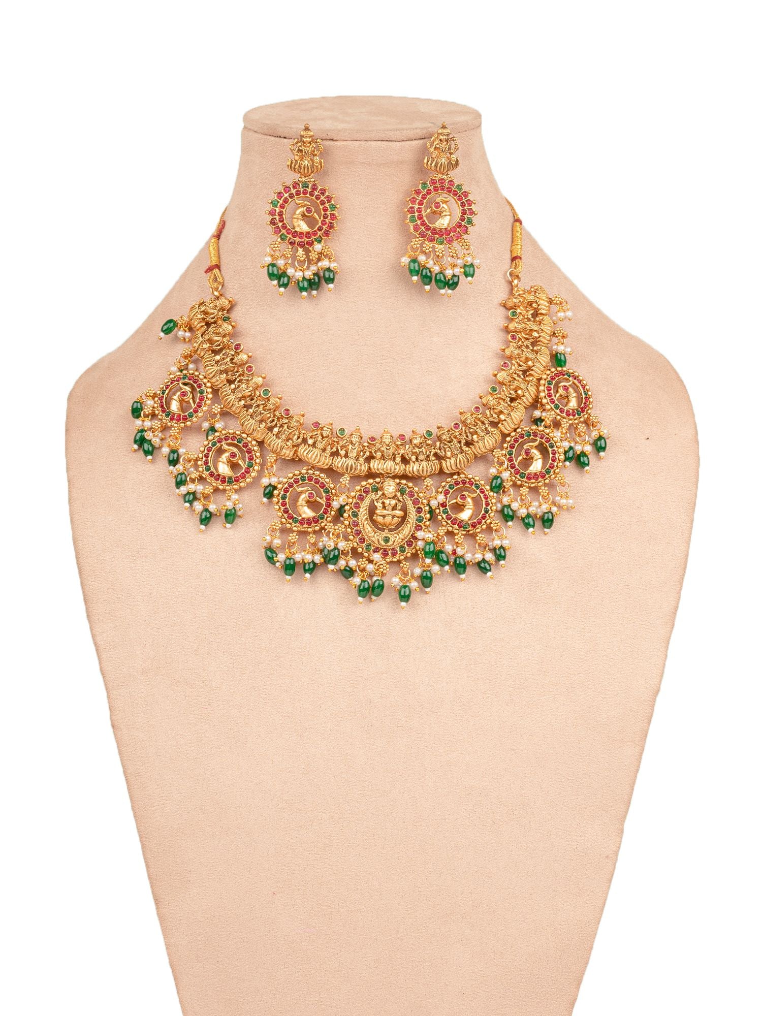 Goddess Laxmi Traditional Temple Jewellery Set - Main Image