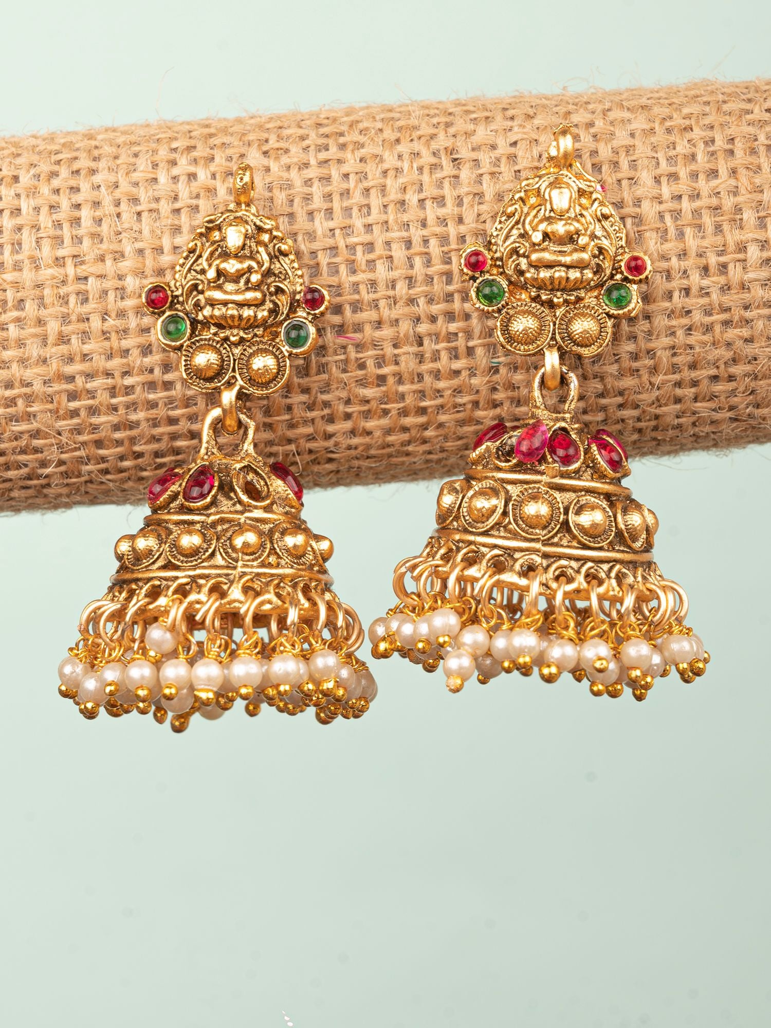 Maa Laxmi Necklace Set - Gold Plated Temple Jewelry Set