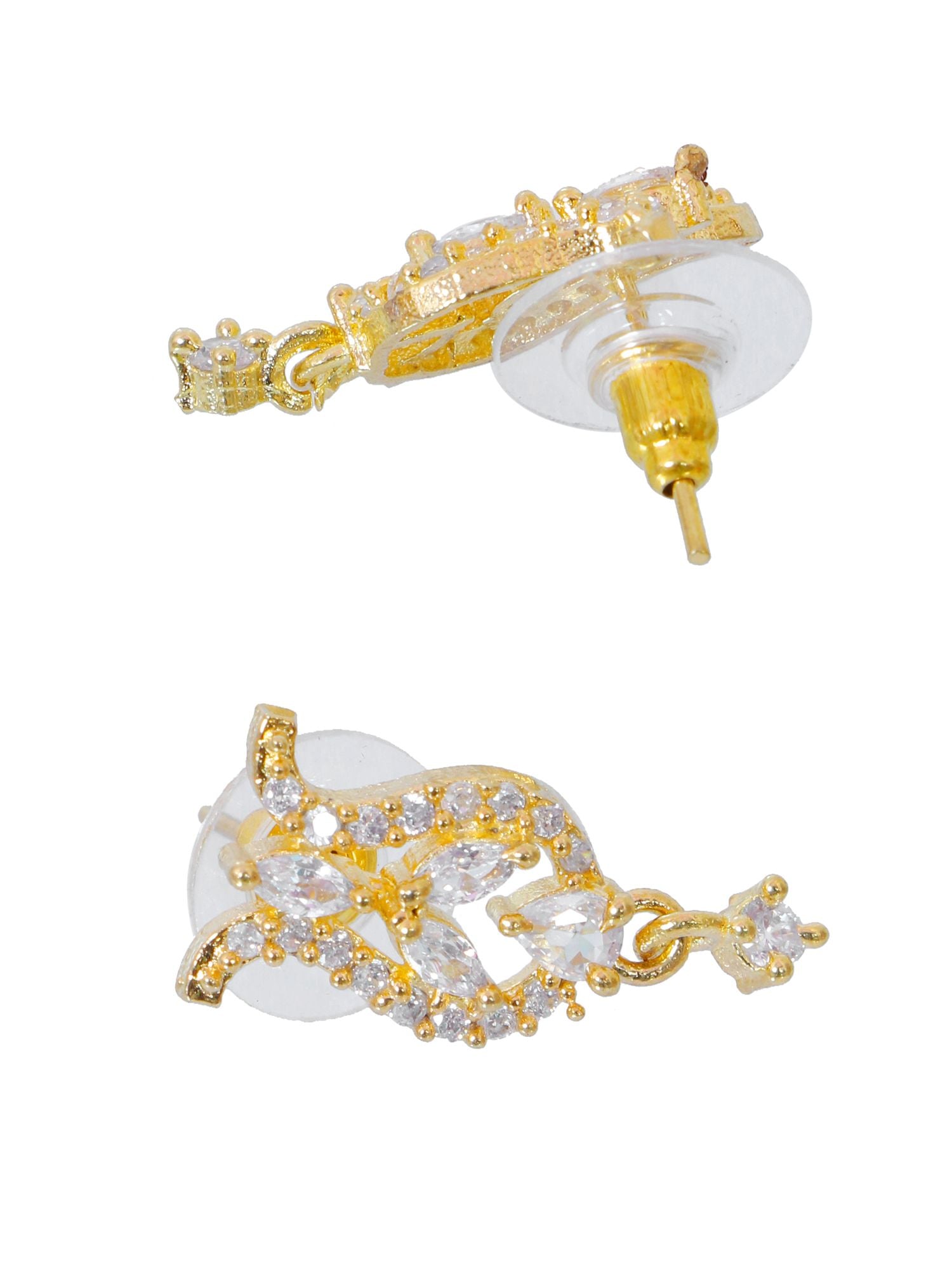 Antique Gold Plated AD Studded Crown Design Patti Mangalsutra with Black Beads