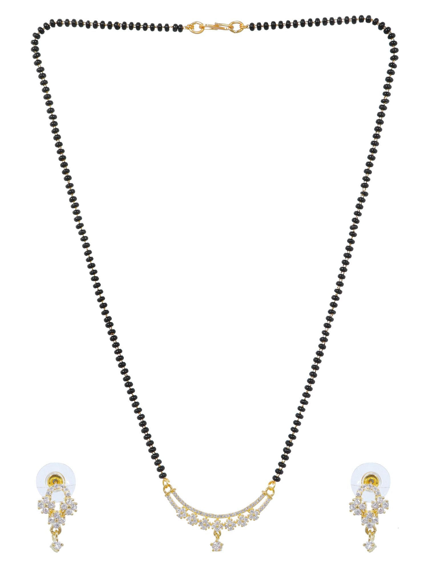 AD Gold-Plated Floral Stone Designer Mangalsutra Set for Trendy Women