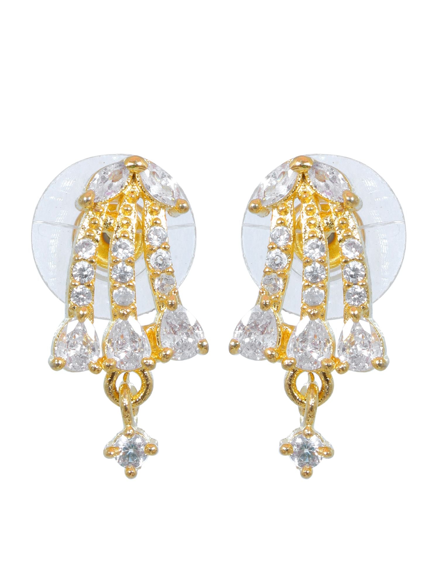 Gold-Plated Americian Diamond Studded Mangalsutra Earrings Set for Women