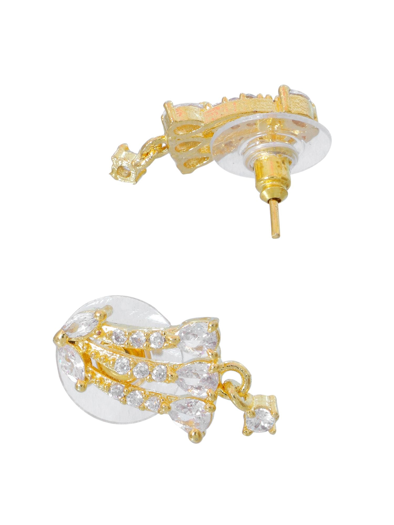 Gold-Plated Americian Diamond Studded Mangalsutra Earrings Set for Women